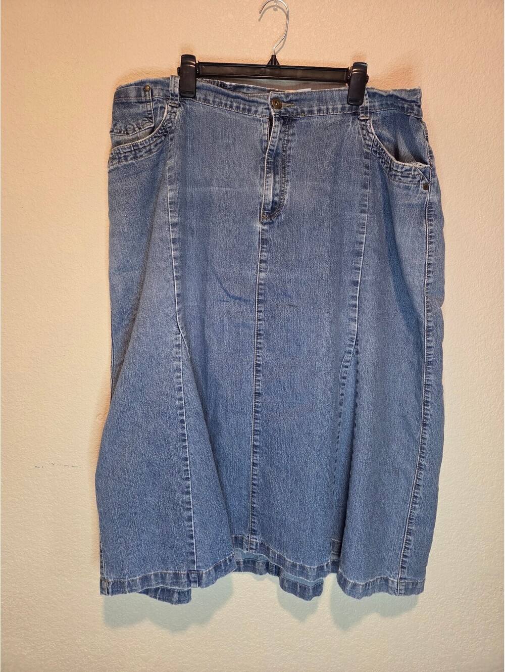 Liz & Me Women's Denim Midi Skirt Size 22W Elastic Waistband